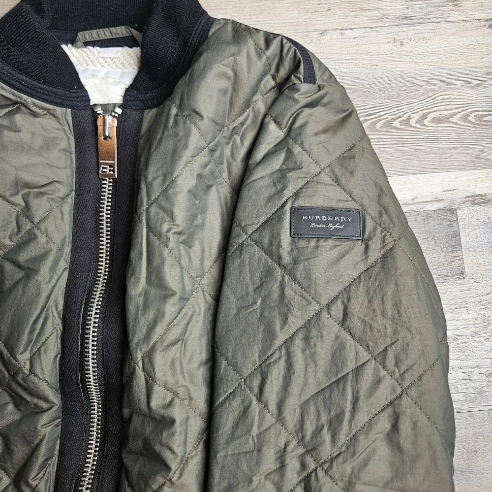 Burberry Children Quilted Bomber Jacket Oliver Green Full Zipper - Picture 11 of 16